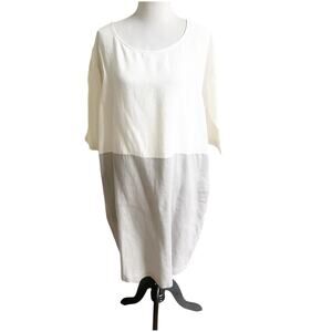 Magic Linen Large Adria Breathable Colorblock Stone Wash Dress Handmade NWOT